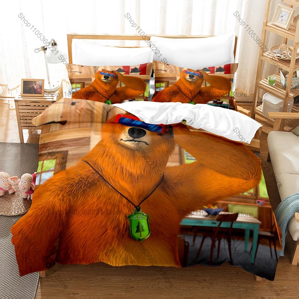 Grizzy & Les Lemmings Ensemble de Literie Imprimé 3D 3 Pièces Housse de Couette Douce Taies d'Oreiller Simple Jumeau Complet Queen King Size 100x130CM