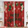 2pcs,2D plane printing Popular Curtains Stockings_ Snowflakes & Poinsettias Durable Polyester (without rod) Decorations Inside