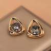 Diamond Hollow Triangular Stud Earrings 2025 New Xiaohongshu Earrings High-end Niche Temperament Earrings