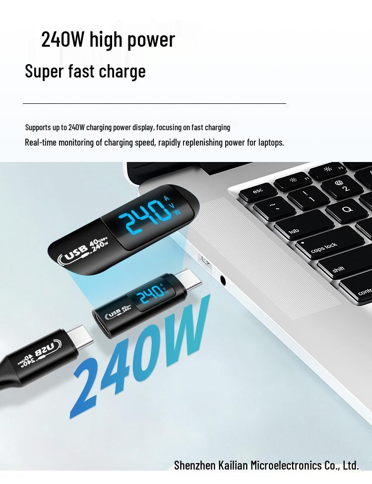 USB4 Display-Adapter 240W mit Spannungsüberwachung, 40G Volle Funktion Typ-C - Exklusiv für Rückkehrer