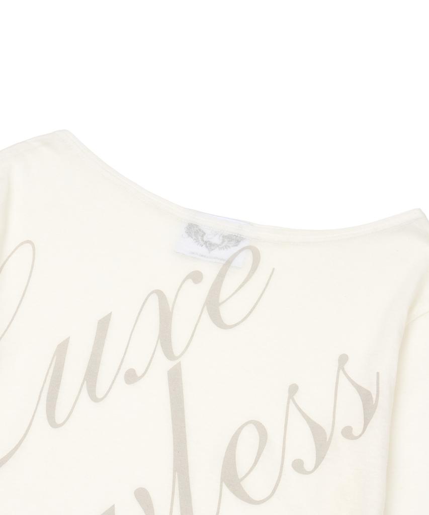 Gillaakaibeu Script Lettering Sheer Long Sleeve_White