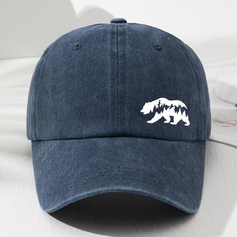 Perfect Fusion of Deep Forest and Bear Pattern Printed Baseball Hat Outdoor Adventure Sunshade Fishing Hat