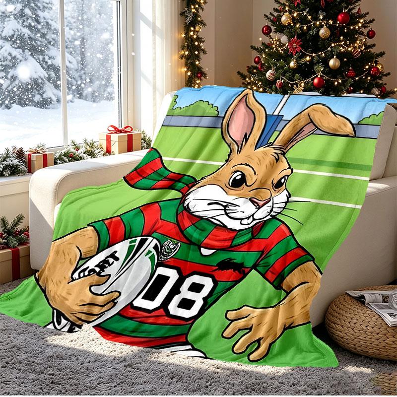 South Sydney Rabbitohs Pattern Blanket for Home Decoration, Bed, Sofa, Car Travel, Camping, Suitable for All Seasons, Birthday Christmas Gift