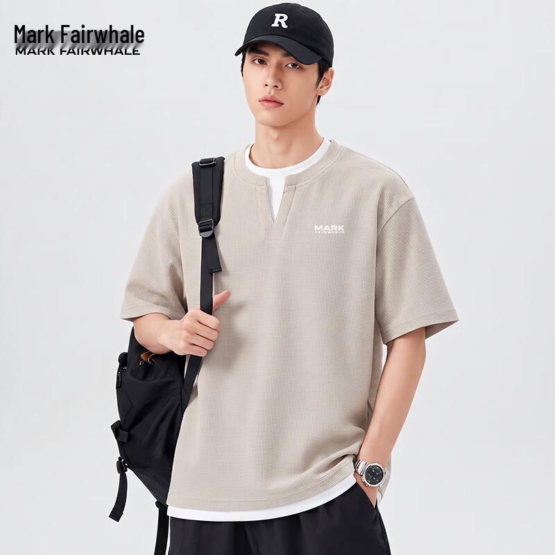 Mark Fairwhale Men s Faux Two-Piece Waffle Knit Henley T-Shirt 2XL