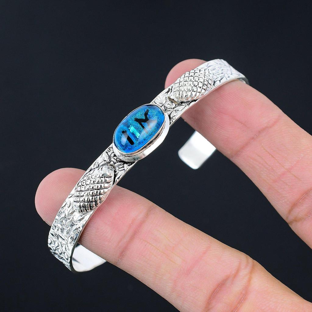 Friendship Day Sale American Dichoric Glass Gemstone Bangle 925 Sterling Silver