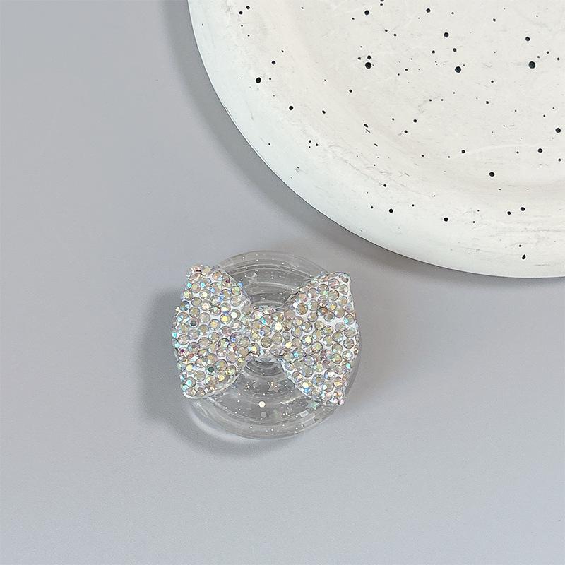 Magnetic Rhinestone Bow Phone Holder & Finger Ring with Airbag, Desktop Stand, Lazy Style.