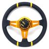 ALTEED Sports Steering 350mm Deep Cone Gold Spokes with Carbon Fiber for Aftermarket Cars Wheel, Model, Design,