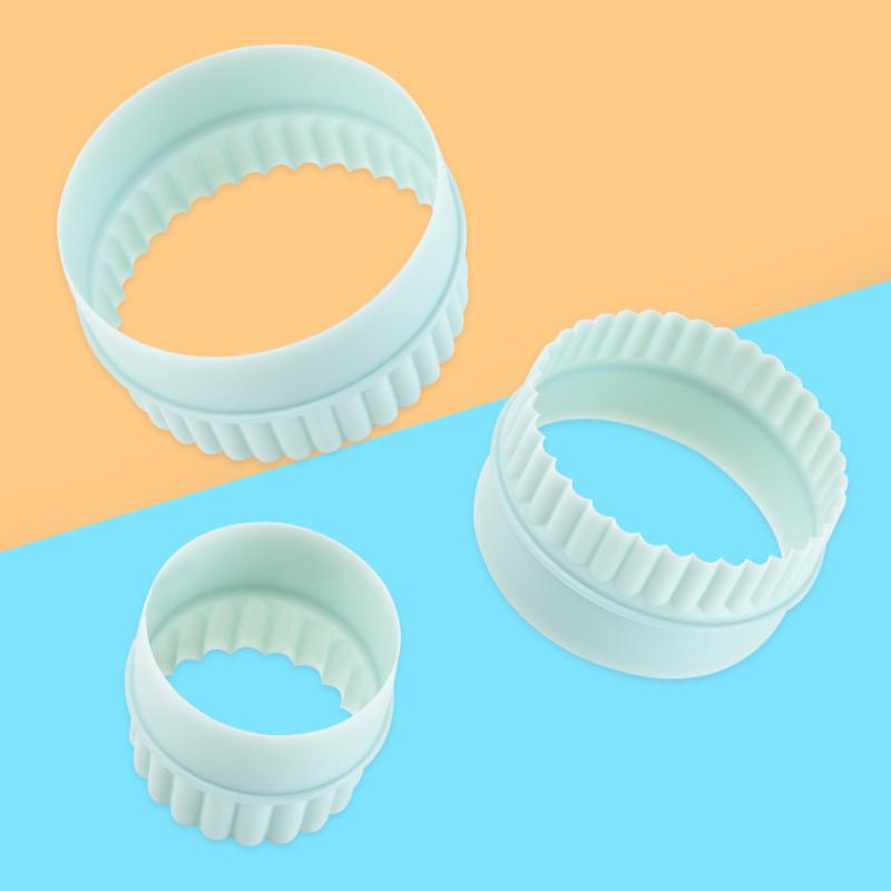 8pcs/set Round Light Green Wave Round Double-sided Cookie Cutters for Kitchen Cookie Tools Baking Pastry Tools for Home Pastries