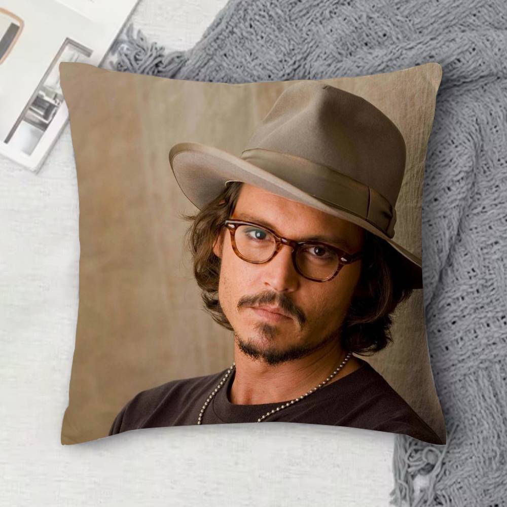 JJohnny Depp Doublesided Printed Square Decorative Cushion Cover for Sofa Living Room Home Decor