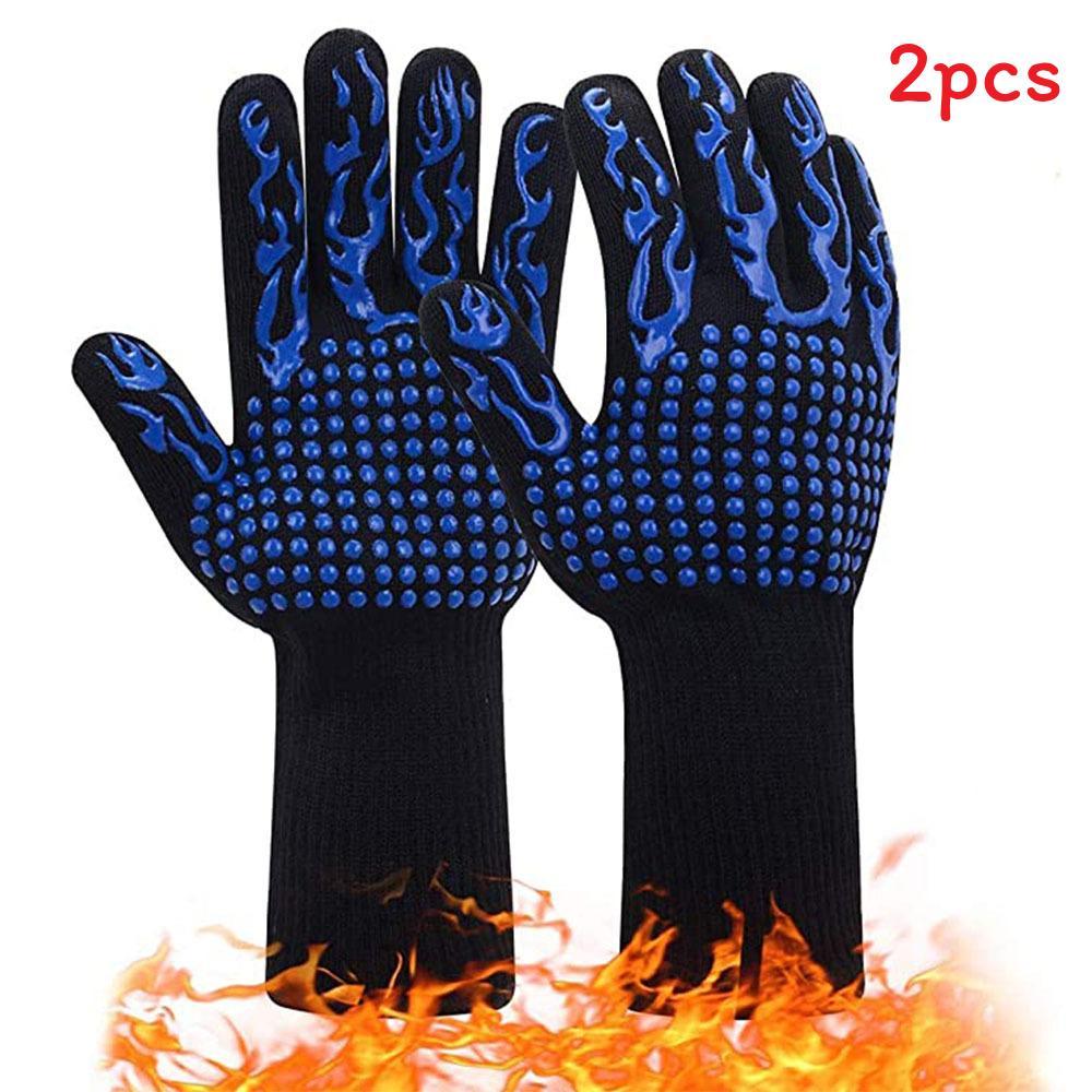 Luvas Resistentes ao Calor para Churrasco com Pegada de Silicone para Grelhar e Cozinhar ao Ar Livre