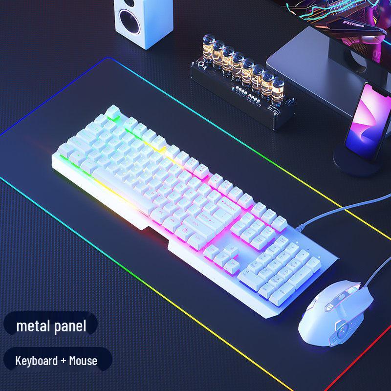 Silent Wired Mechanical-Feel Keyboard and Mouse Set for Gaming, Office, and Desktop Use