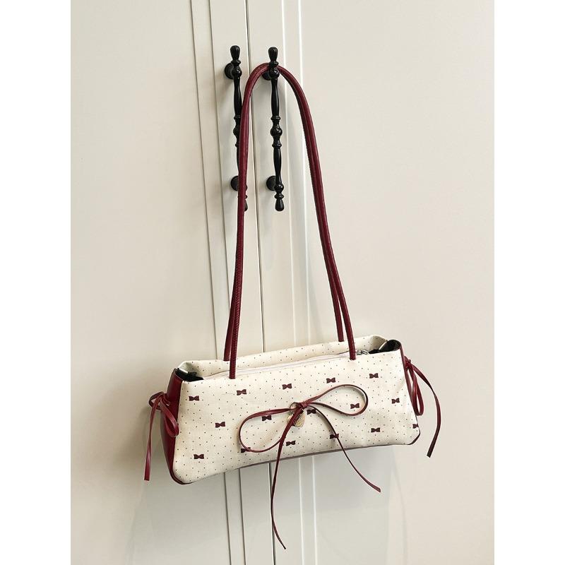 

Light luxury women s bag, small fresh bow ribbon, shoulder handbag, niche design, high-end underarm bag