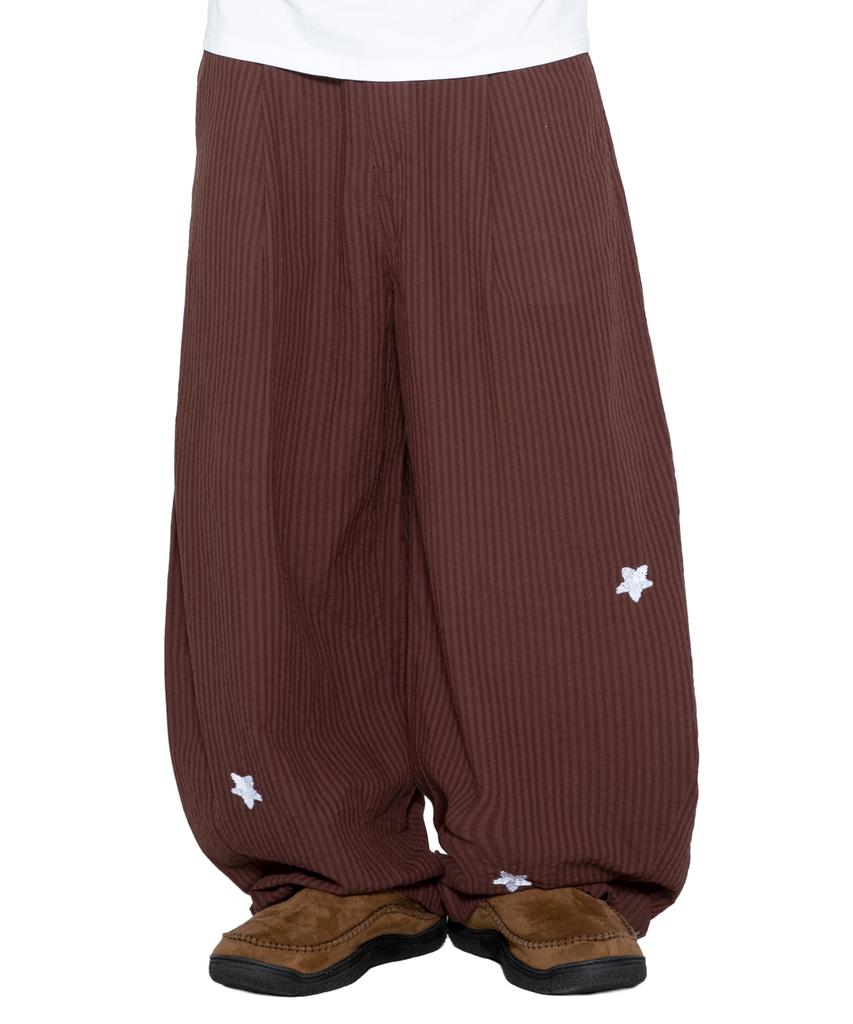 GLACK Gzp005 Cosmic Flower Seersucker Pants (Brown)