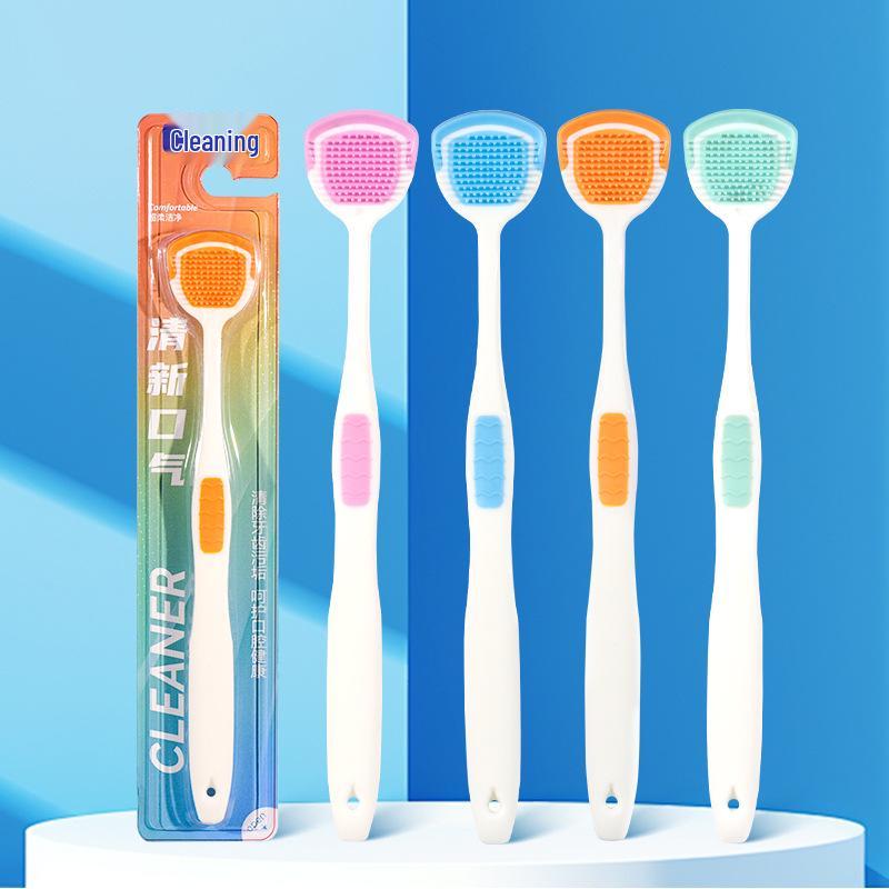 Shujie Soft Bristle Adult Tongue Scraper & Toothbrush, Macaron Couple Pack