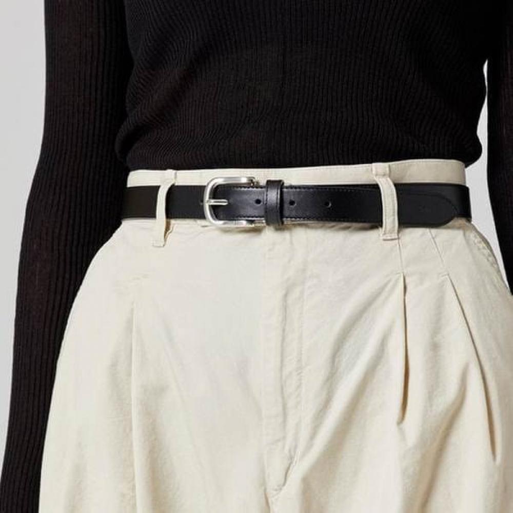 Daks Черный узкий женский ремень из коровьей кожи с матовой пряжкой Single option