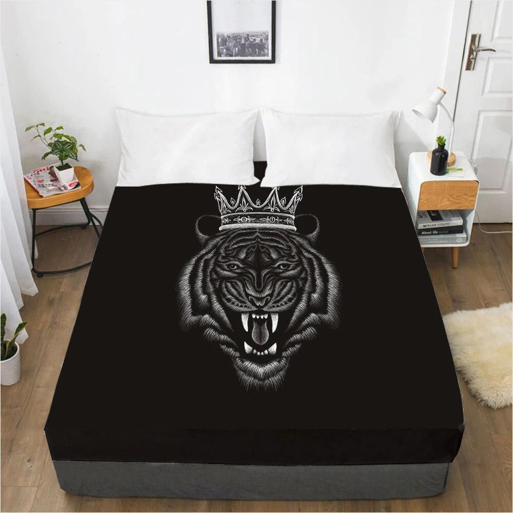 Mattress Cover Fitted Sheet With Elastic Band Bed Sheets Bedding Linens Queen King Size Bedsheet 90/150/160X200CM Black Horse