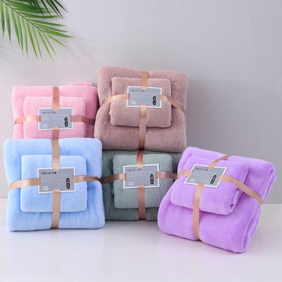 Towel Set Coral Fleece Bath Towel Cut Edge Absorbent Gift Towels Home Bathroom Soft Towels