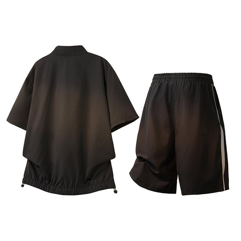 Unisex Casual Summer 2026 Sporty Two-Piece Set - Loose Fit Short-Sleeve Top & Pants