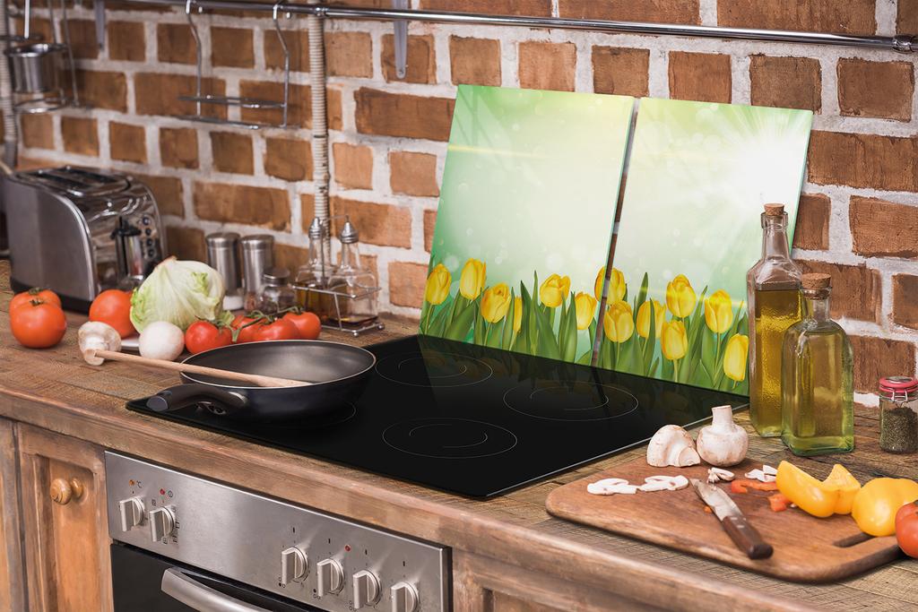 SZKLANA PŁYTA OCHRONNA NA KUCHENKĘ 75x52 TULIPANY