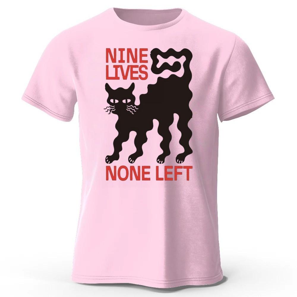 

The Mischievous Cat That Can t Die Creative Printed Pure Cotton T-shirt for Men Fitness Running Plus Size Loose Sports Tees M розовый