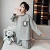Children's Cartoon Long Sleeve Pajama Set - Round Neck, Plus Size, Teen & Kids