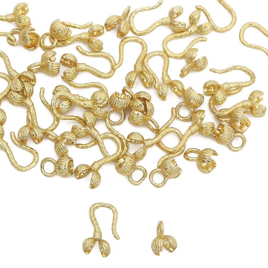 Copper Flower Bud Closure Clasps Charms DIY For Women Earring Making Supplies for DIY Jewelry Making