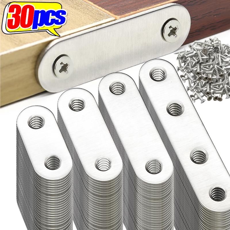 Stainless Steel Corner Bracket Metal Flat Straight Brace Fixed Connecting Plate Corner Brackets For Reapiring Furniture Cabinet