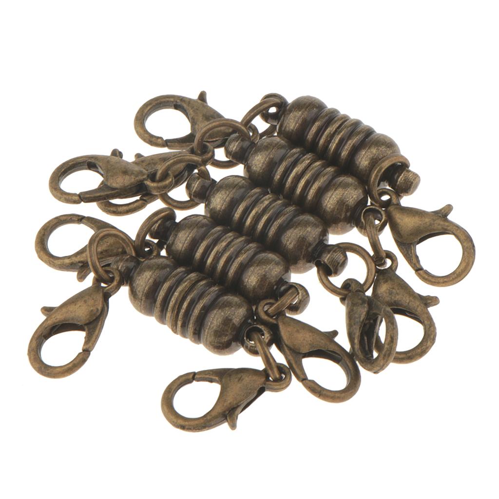 5 Pieces Ridged Spiral Ball Magnetic Clasp for Necklace Bracelet Lobster Connector - Cylinder