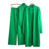 Women's Piece Cardigan Knit Lounge Set 3 Elastic Waist Wide Leg