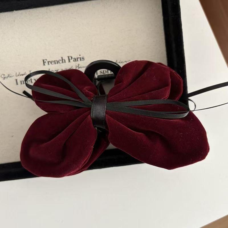 Velvet Double-Sided Bow Hair Clip - Autumn/Winter Fashion Accessory