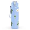 1PC Simple Desert Cactus Plant Pattern 750ml Color Plastic Sports Water Bottle Leakproof Flip Straw Lid Suitable for Sports Office Home Use