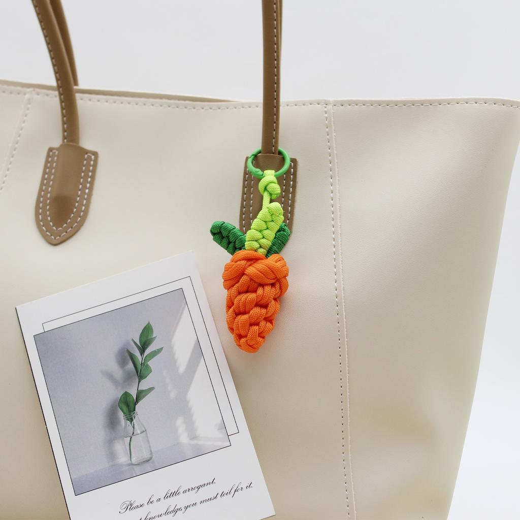 Cute and Childlike Hand-woven Carrot Flower Keychain Mobile Phone Pendant Bag Jewelry