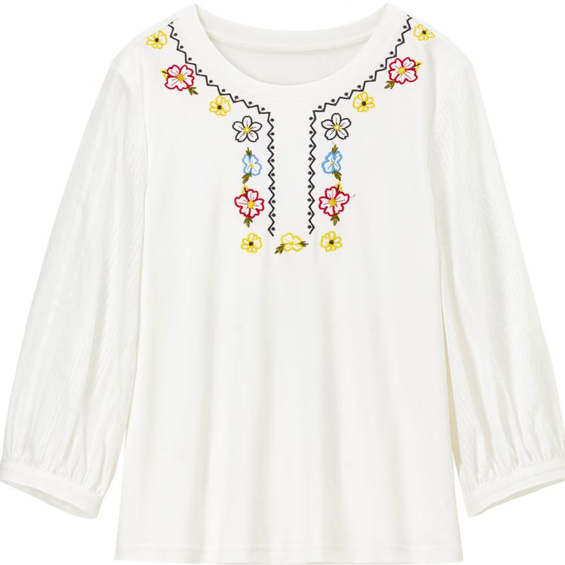 Women's Bohemian Embroidered Cotton T-shirt