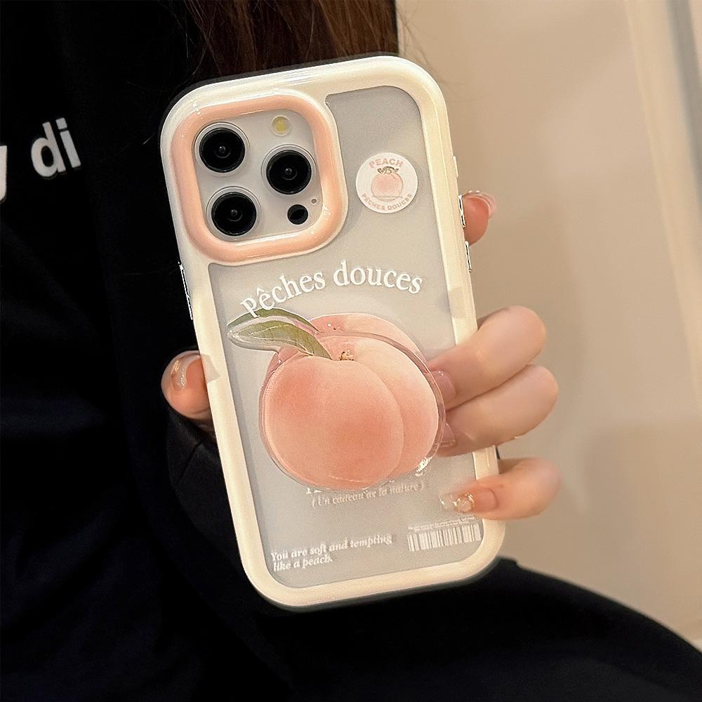 Green Apple Magnetic Suction Bracket 16 for iPhone17ProMax Apple 15 Mobile Phone Case 13 Pink Peach Acrylic