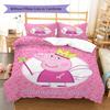 Set copripiumino con motivo a cartone animato di maialino rosa, federa, decorazione per la casa, regalo (1 * copripiumino + 2 * federa, senza nucleo)