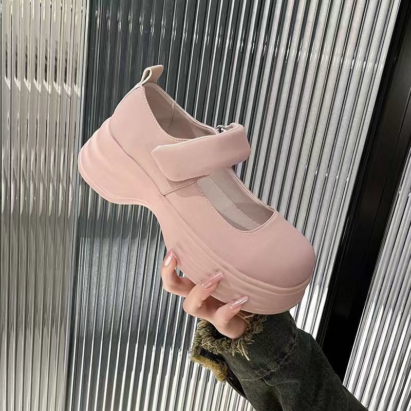 

Туфли Maillard из натуральной кожи на платформе, женские, в британском стиле, с мягкой подошвой, с пряжкой в одно слово, весна и осень, женская обувь Mary Jane 35 розовый