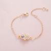Ladies Titanium Steel Hand Shape Devil's Blue Pupil Crystal Bracelet Jewelry