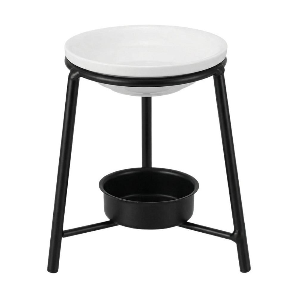 Ceramic Bowl Aromatherapy Stove Iron Base Metal Rack Essential Oil Burner Romantic Hollow Out Tealight Holder Spa Meditation