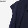 ZANZEA Women Summer Turn Down Collar Casual Sleeveless Long Dress