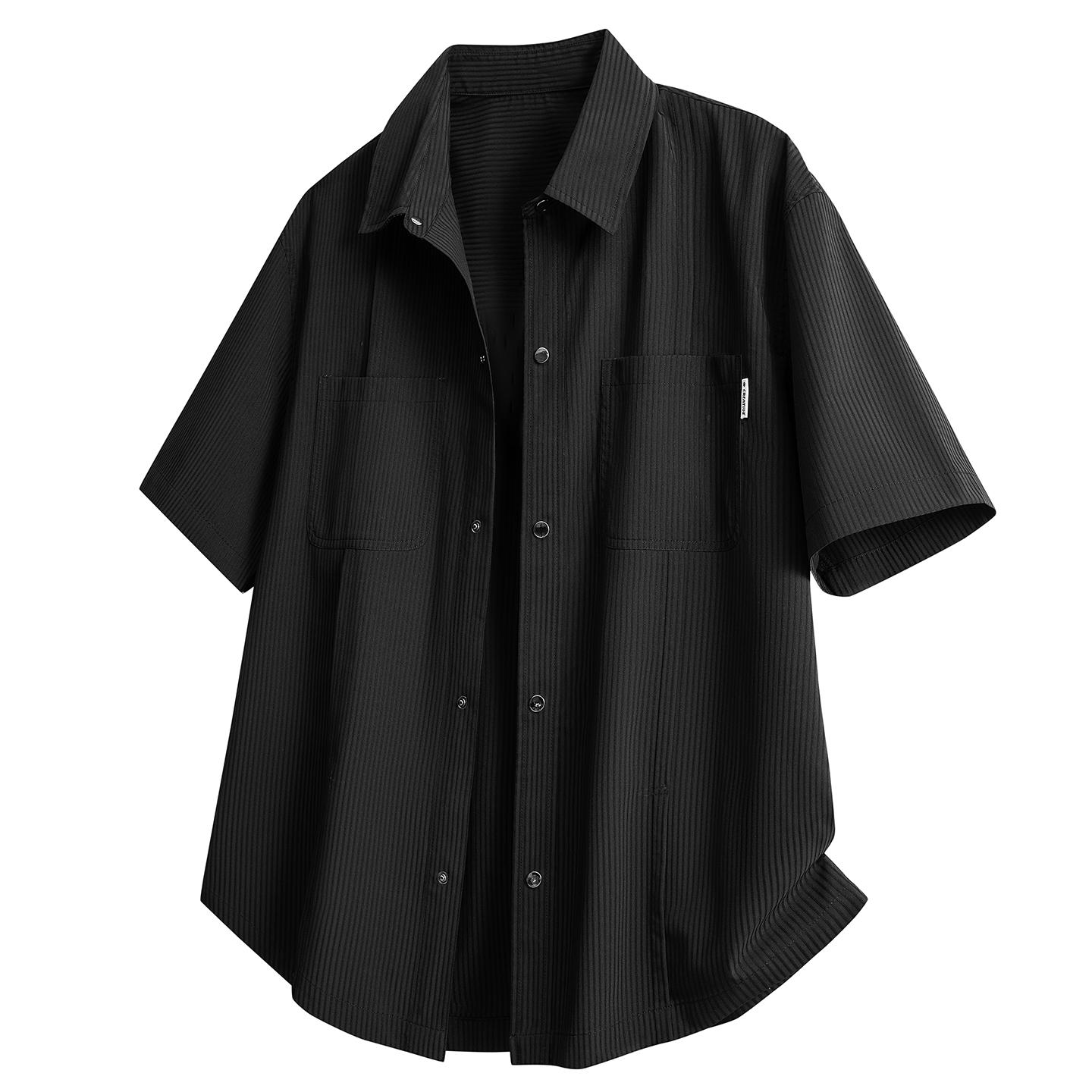 

Мужские свободные топы футболки с коротким рукавом, кардиган с лацканами с коротким рукавом, рубашка с коротким рукавом 2XL чёрный