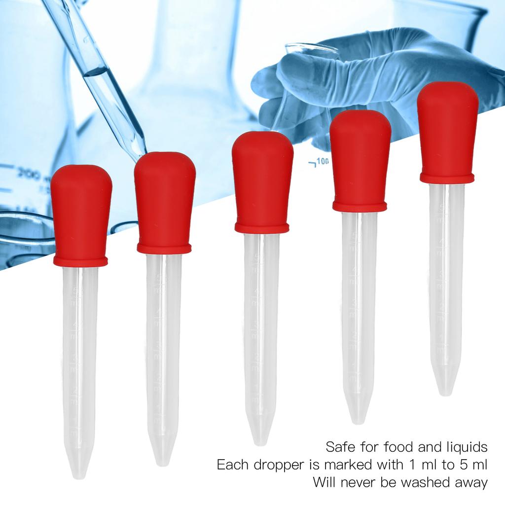 5Pcs Transfer Pipettes 5ml Silicone Material Easy Cleaning Making Disposable   Dropper