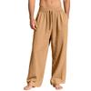 Men Linen Blend Drawstring Waist Wide Leg Casual Pants