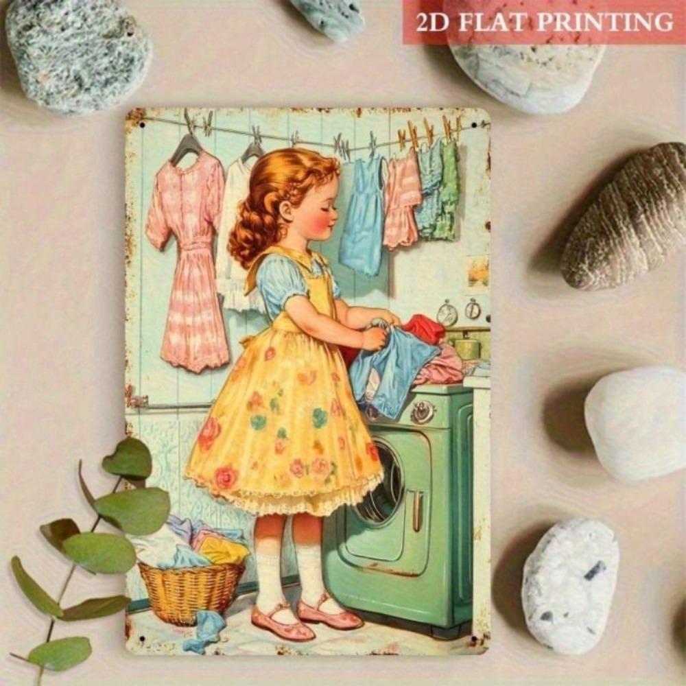 Metal Wall Art Vintage Laundry Room Decor for Kitchen