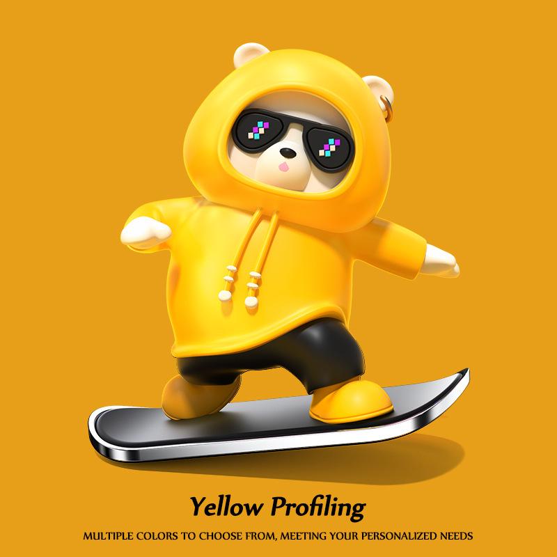Hot-Selling Car Skateboard Bear Ornament – Creative DIY Wiggle Bear Cartoon Decoration