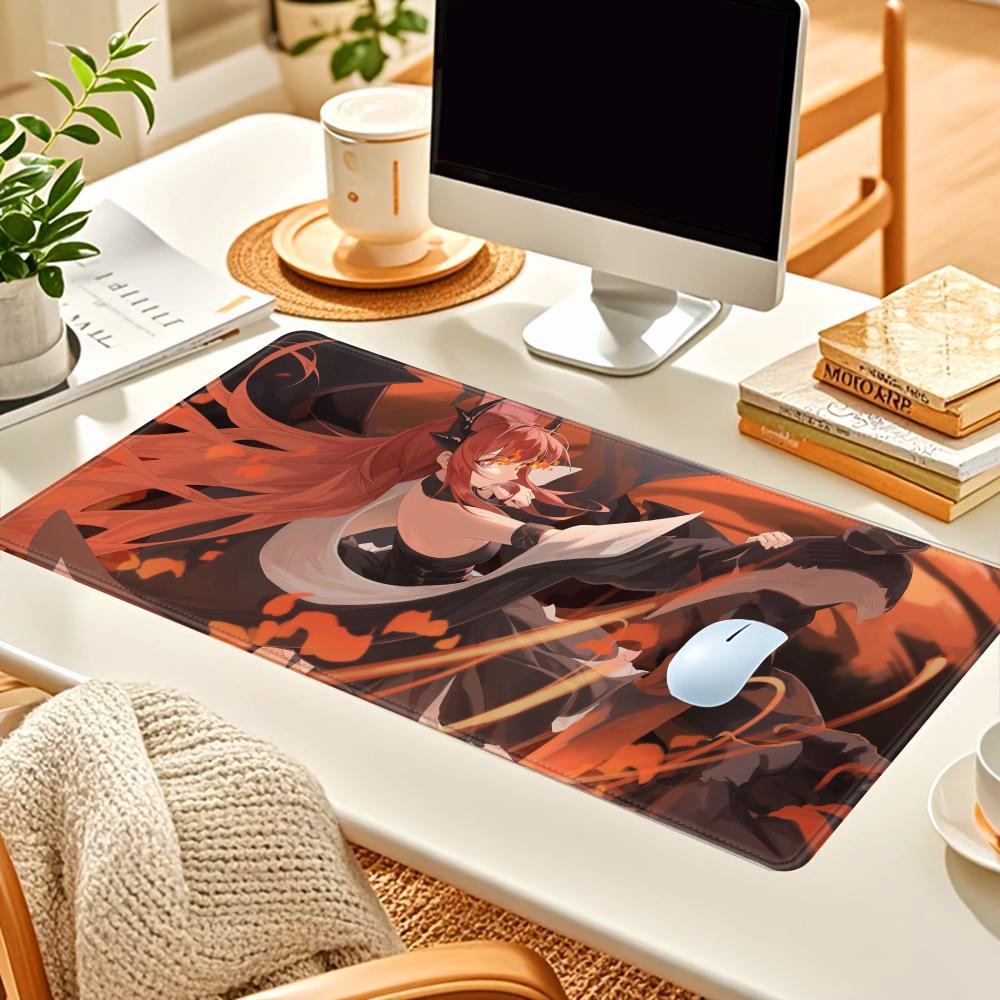 HYBXAXC Game Arknights Surtr Mousepad Large Keyboard Desk Mat Gaming Mouse Pad LockEdge Nonslip Mat