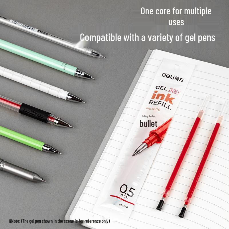 Deli 6916 Gel Pen Refills: Black, Red, Blue, 0.5mm Bullet Tip