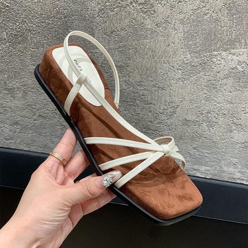 Wedge Heel Retro Temperament Sandals Women's Summer Wear New Naked Pink with Skirt Niche Thin Strap Shoes