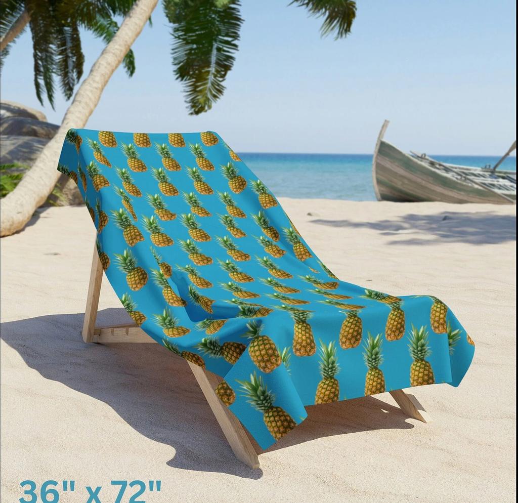 1PC Hala Kahiki Pineapple Beach Towel Soft Absorbent Tiki Style for Summer Pool Vacation Travel Decor