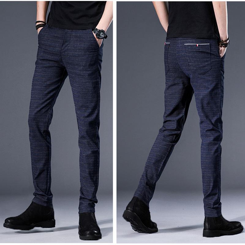Nuevos pantalones casuales de otoño para hombre, versión coreana de la marea juvenil, pantalones pequeños rectos de algodón, pantalones ajustados para hombre