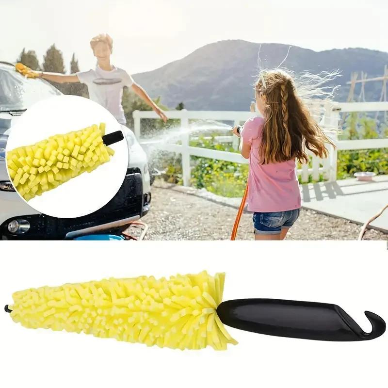 29cm Sponge Brush - Motorcycle Wheel Rim Washer for Car Hubcaps & Bicycle Cleaning with Handle